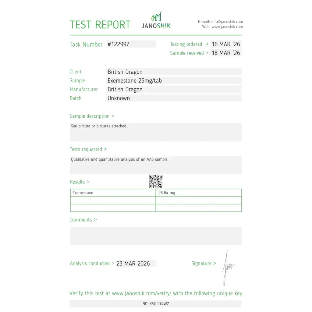 exemestane laboratory test result